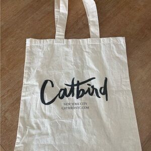 Catbird White Canvas Tote with Black Logo